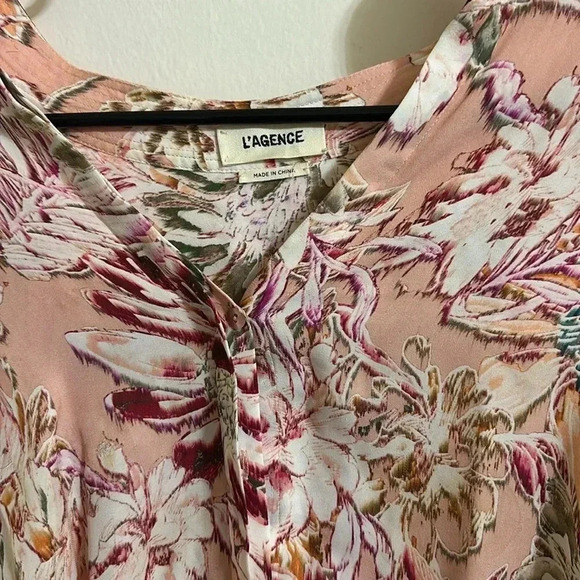 EUC L’agence Silk Floral High Low Long Sleeve Blouse - Picture 3 of 4